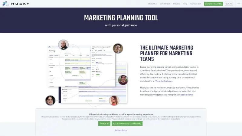 Homepage of Husky Marketing Planner