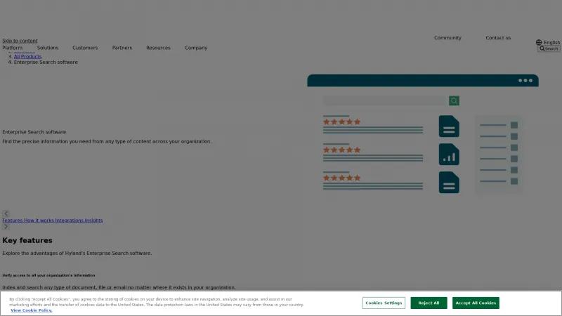 Homepage of Hyland Enterprise Search