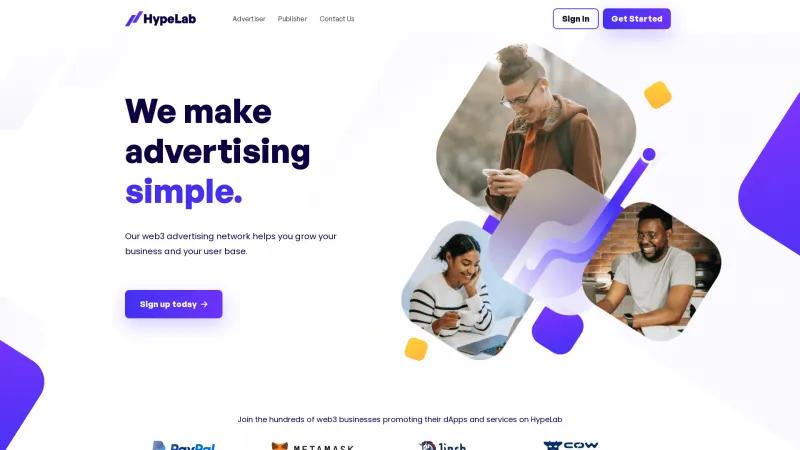 Homepage of HypeLab