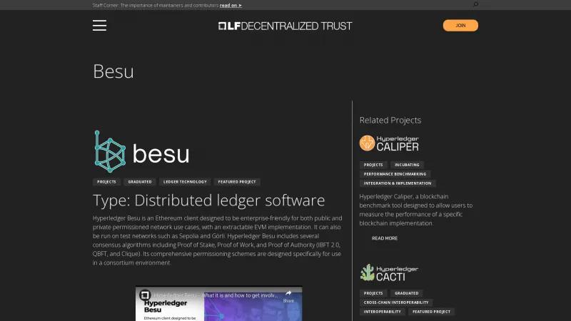 Homepage of Hyperledger Besu