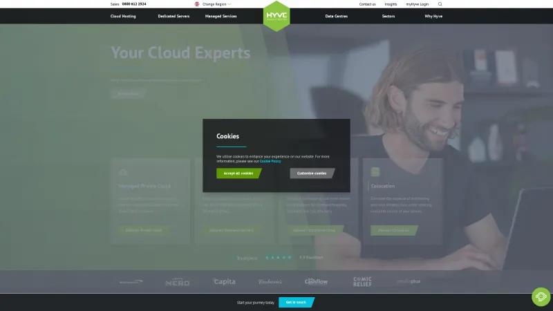 Homepage of Hyve Managed Hosting