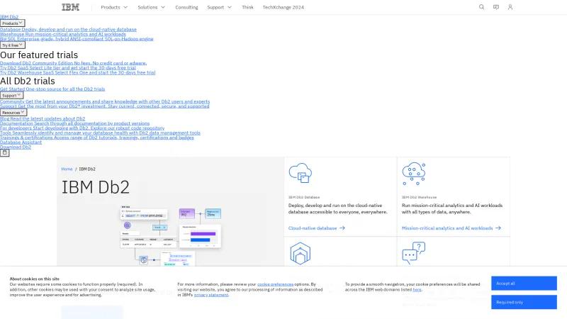 Homepage of IBM Db2