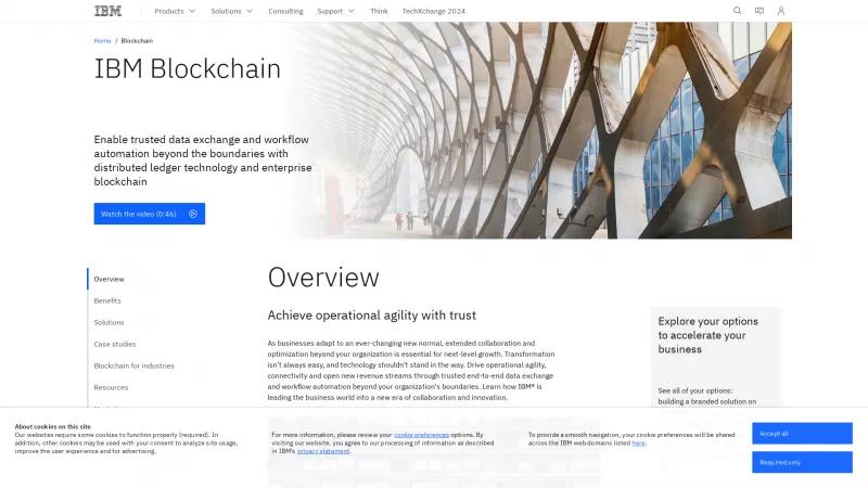 Homepage of IBM Blockchain