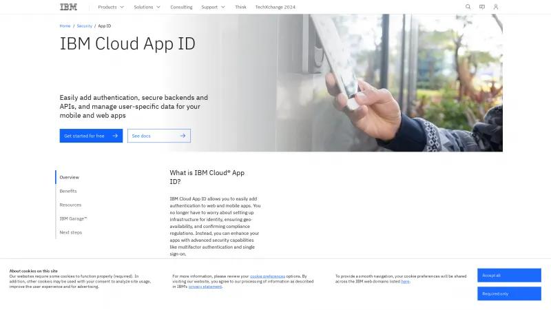 Homepage of IBM Cloud App ID