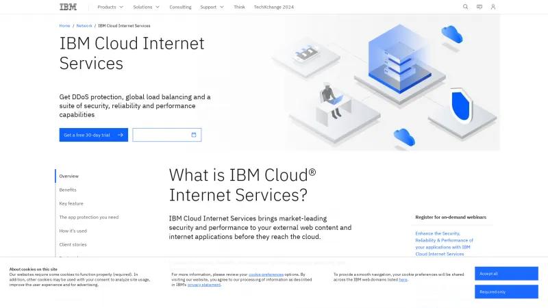 Homepage of IBM Cloud Internet Services