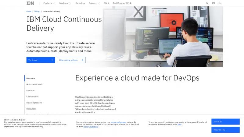 Homepage of IBM Cloud Continuous Delivery