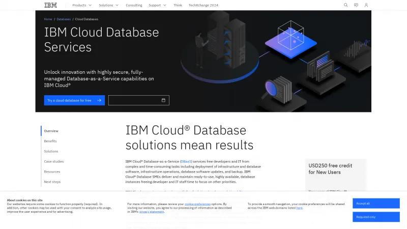 Homepage of IBM Cloud Databases