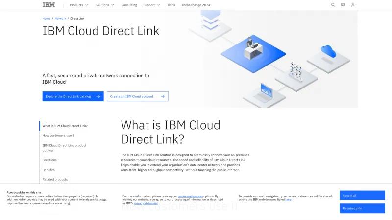 Homepage of IBM Cloud Direct Link