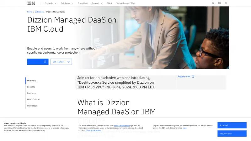 Homepage of Dizzion Managed DaaS on IBM Cloud