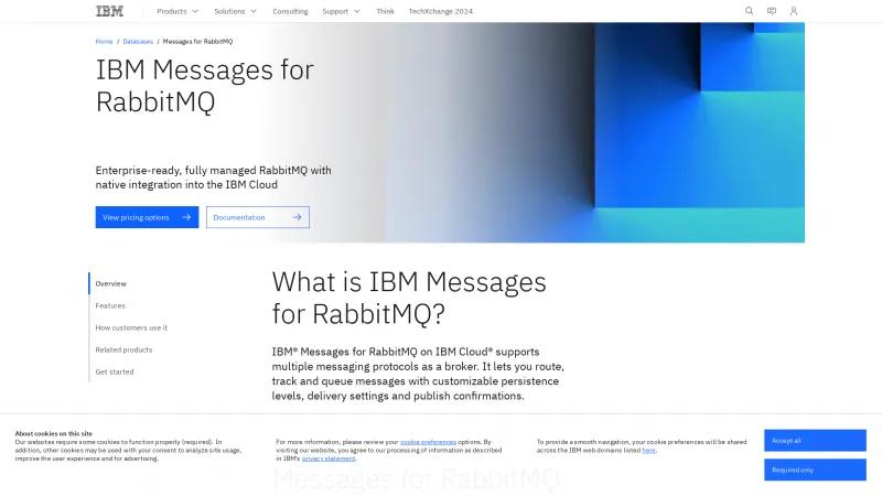 Homepage of IBM Cloud Messages for RabbitMQ