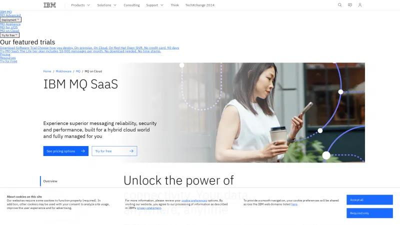 Homepage of IBM MQ on Cloud