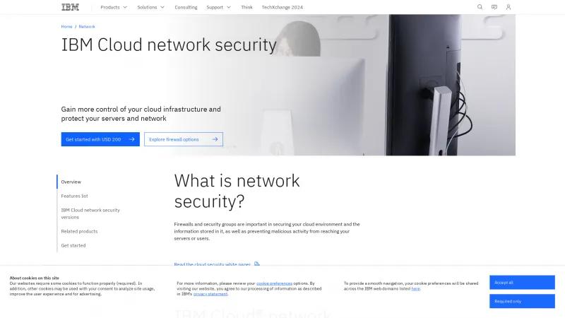 Homepage of IBM Cloud Network Security