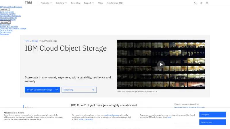 Homepage of IBM Cloud Object Storage