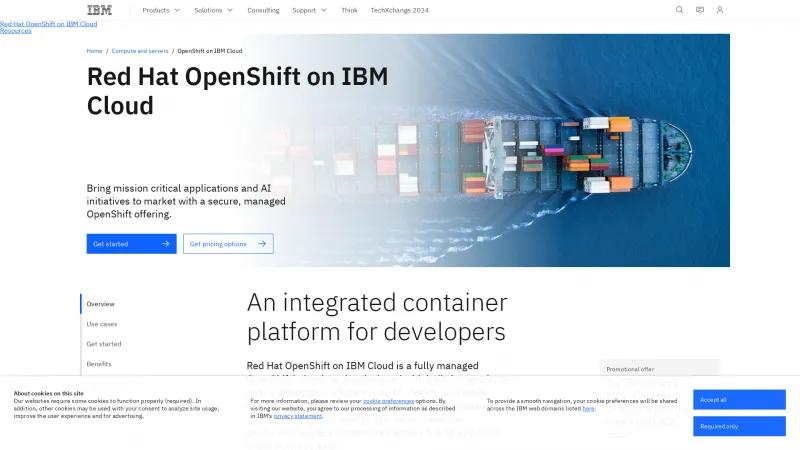 Homepage of IBM Cloud Red Hat Openshift