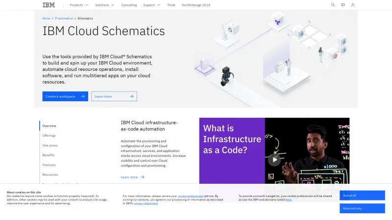 Homepage of IBM Cloud Schematics