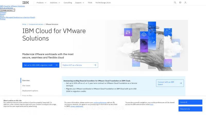 Homepage of IBM Cloud for VMware Solutions