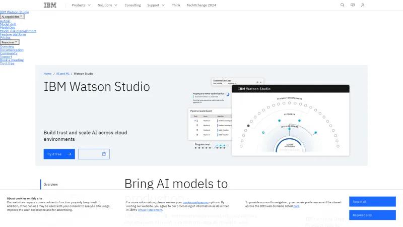 Homepage of IBM Watson Studio