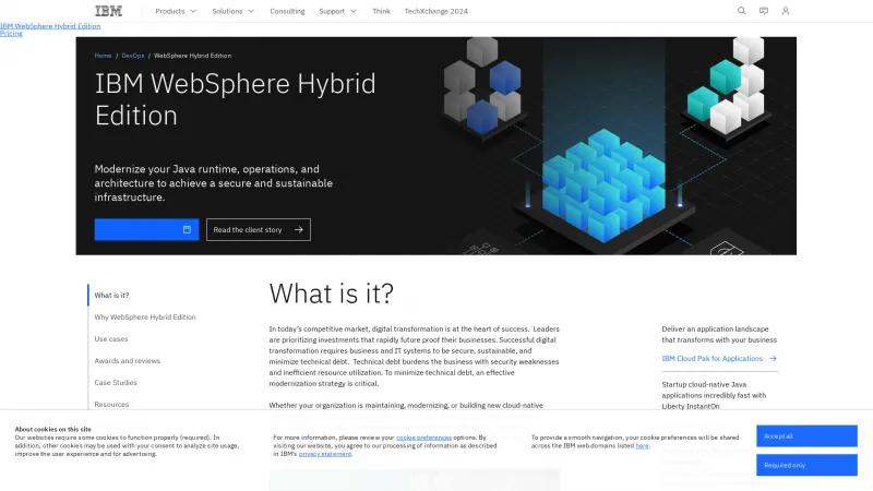 Homepage of IBM WebSphere Hybrid Edition