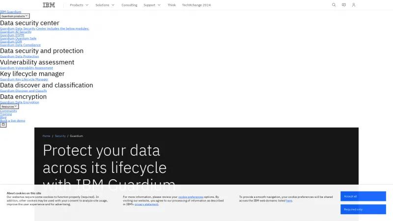 Homepage of IBM Security Guardium
