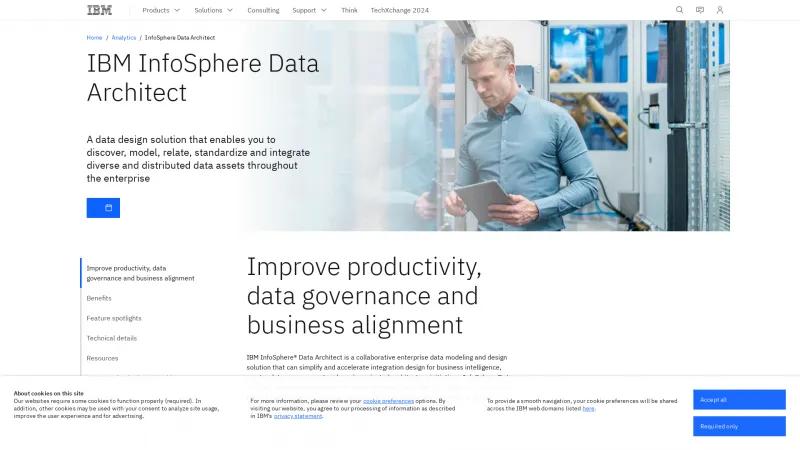 Homepage of IBM InfoSphere Data Architect