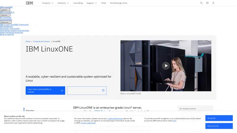 Homepage of IBM LinuxONE