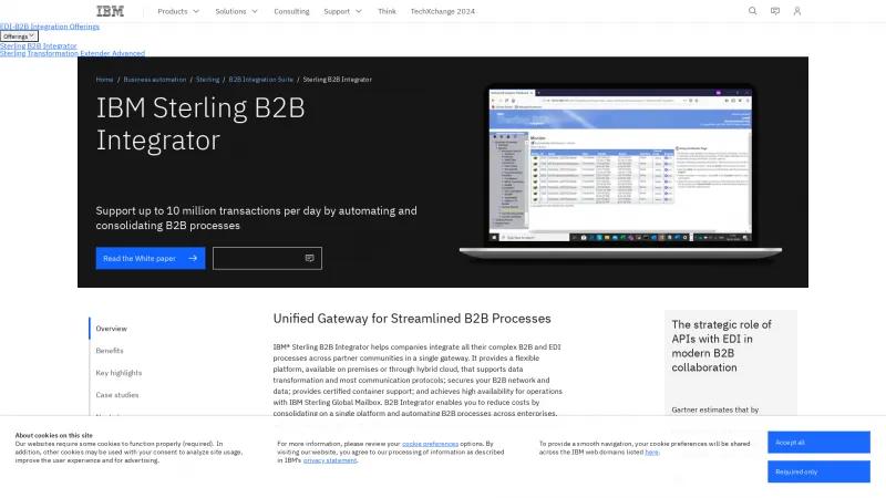 Homepage of IBM B2B Integrator