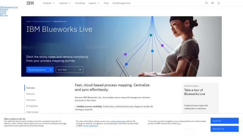 Homepage of IBM Blueworks Live