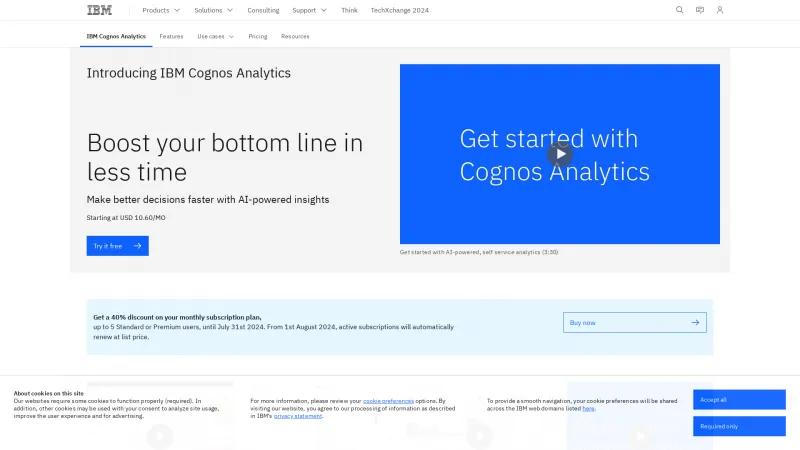 Homepage of IBM Cognos Analytics