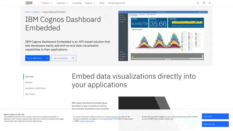 Homepage of IBM Cognos Dashboard Embedded