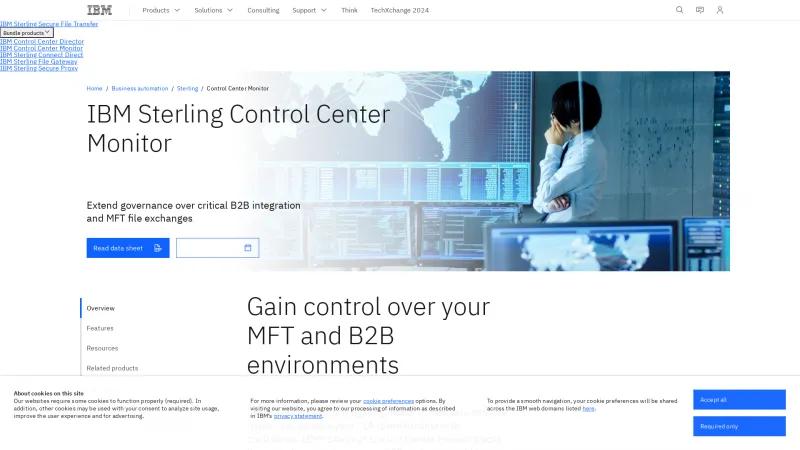 Homepage of IBM Sterling Control Center Monitor