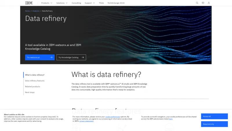 Homepage of IBM Data Refinery