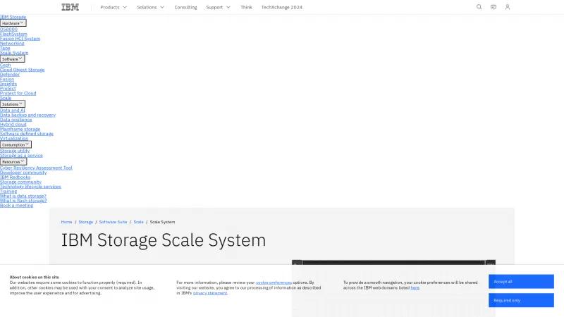 Homepage of IBM Elastic Storage System