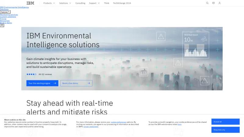 Homepage of IBM Environmental Intelligence Suite