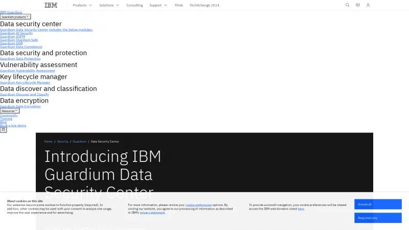 Homepage of IBM Security Guardium Insights