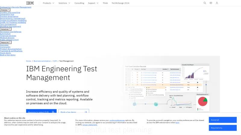 Homepage of IBM Engineering Test Management