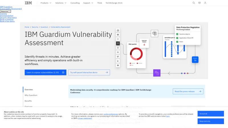 Homepage of IBM Security Guardium Vulnerability Assessment