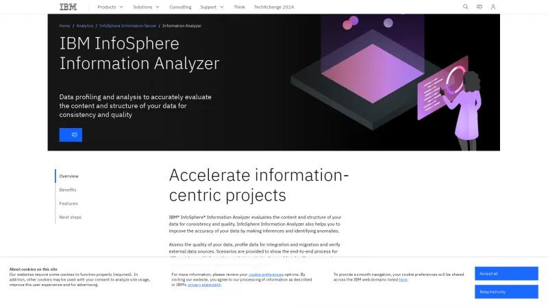 Homepage of IBM InfoSphere Information Analyzer