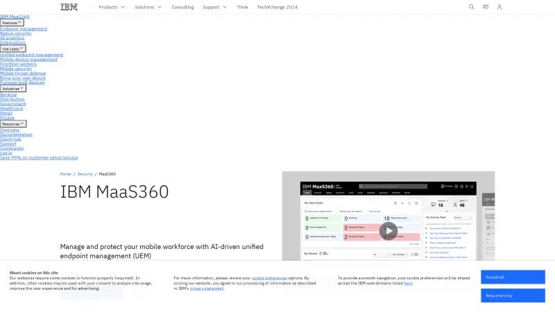 Homepage of IBM Security MaaS360