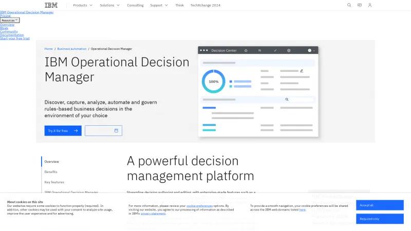 Homepage of IBM Operational Decision Manager