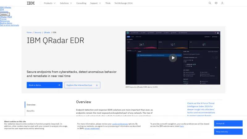 Homepage of IBM Security QRadar EDR