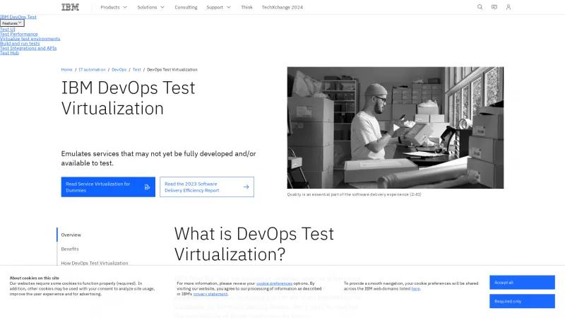 Homepage of IBM Rational Test Virtualization Server