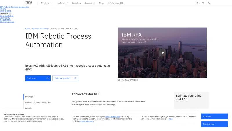 Homepage of IBM Robotic Process Automation