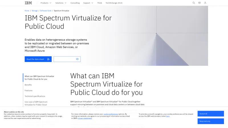 Homepage of IBM Spectrum Virtualize