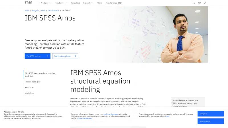 Homepage of IBM SPSS Amos