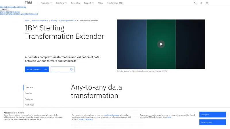 Homepage of IBM Transformation Extender