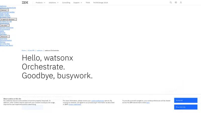 Homepage of IBM Watson Orchestrate