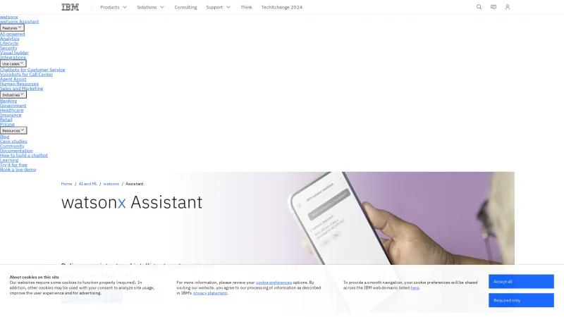 Homepage of IBM watsonx Assistant