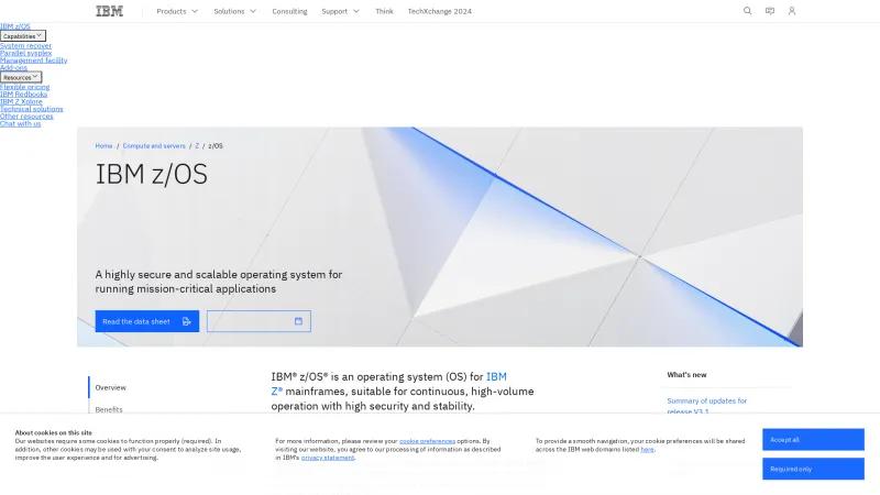 Homepage of IBM z/OS