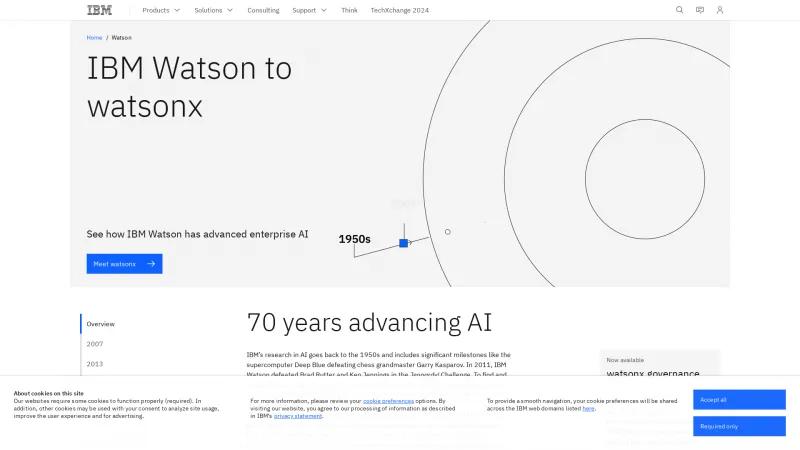 Homepage of IBM Watson