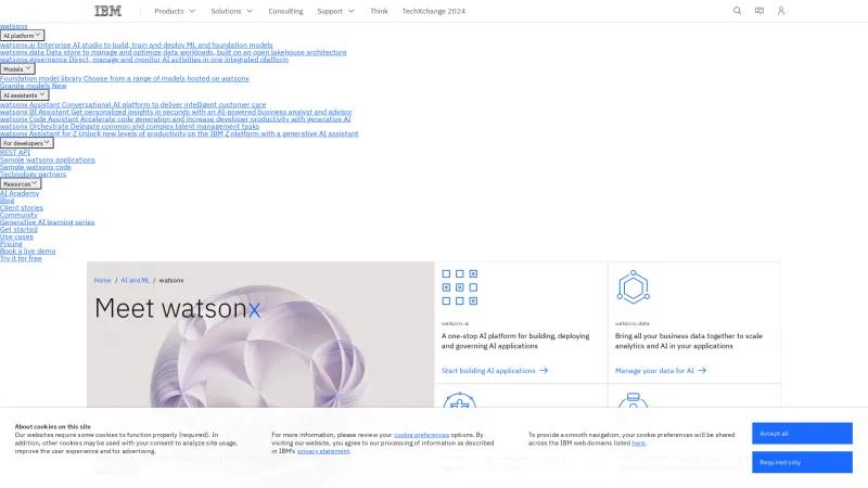 Homepage of IBM watsonx